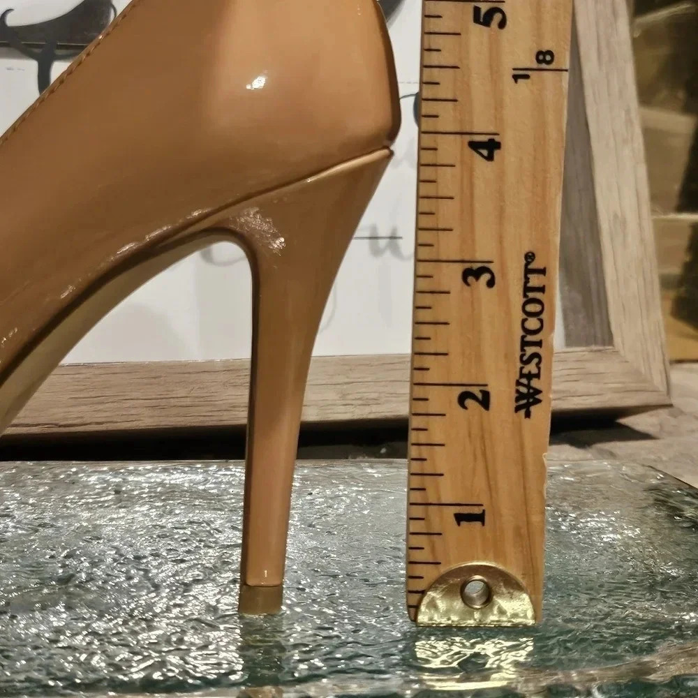 Michael Kors Hamilton Peep Heels Dark Nude Patent Leather Wmns 6.5 - Picture 10 of 16